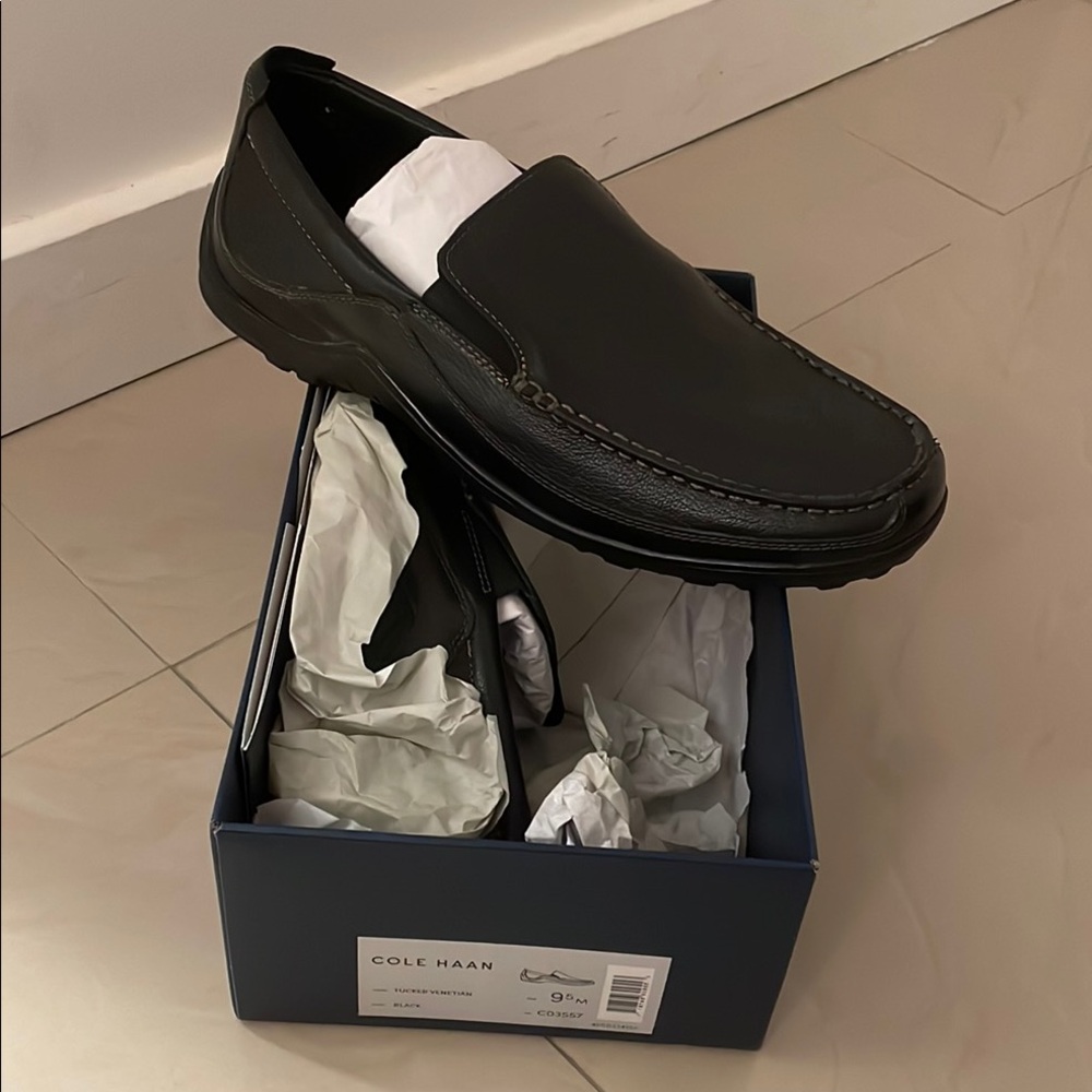 Cole Haan Tucker Venetian Black Slip-On Loafers